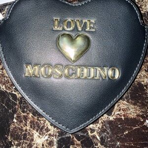 Moschino Black Heart Bag with Silver Logo